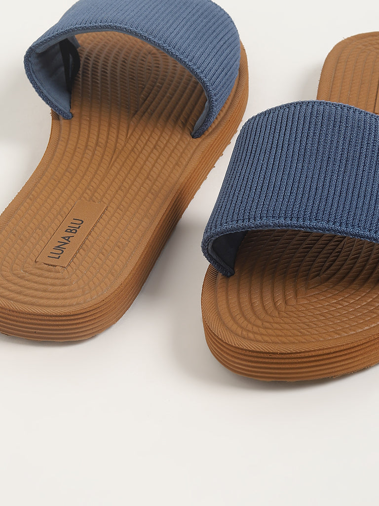 LUNA BLU Textured Blue Flip-Flop