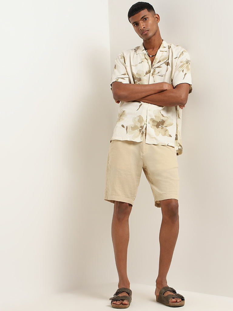 ETA Off-White Floral Cotton Relaxed Fit Shirt