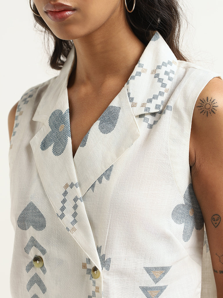 Bombay Paisley White Printed Cotton Top