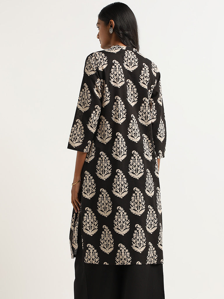 Utsa Black Printed Kurta