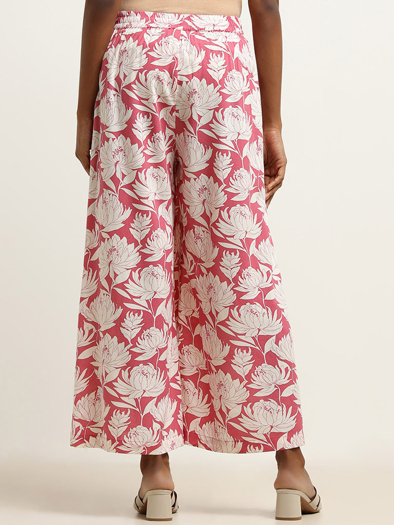 Utsa Pink Floral Printed Palazzos