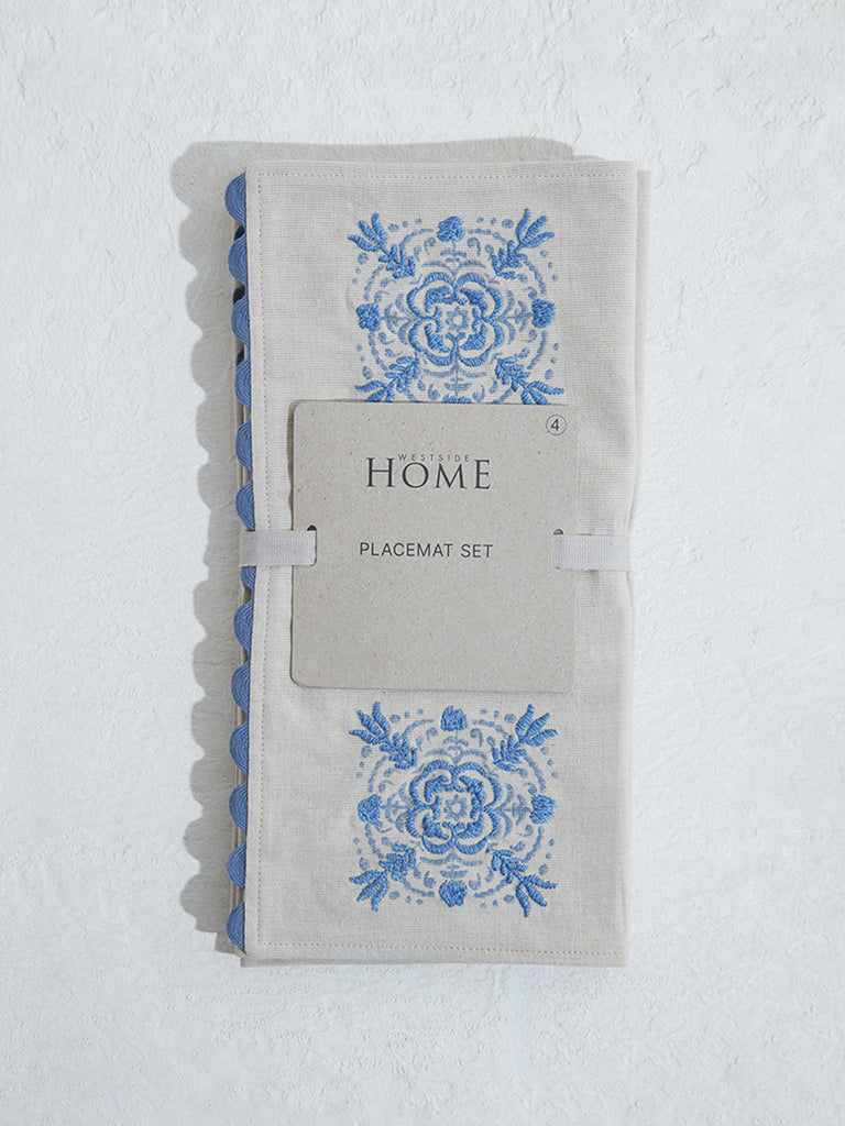 Westside Home Blue Damask Placemat Set of 4