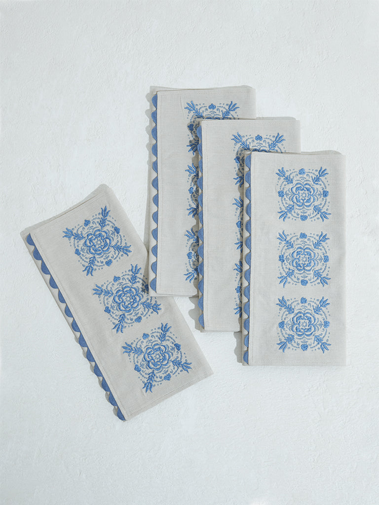 Westside Home Blue Damask Placemat Set of 4