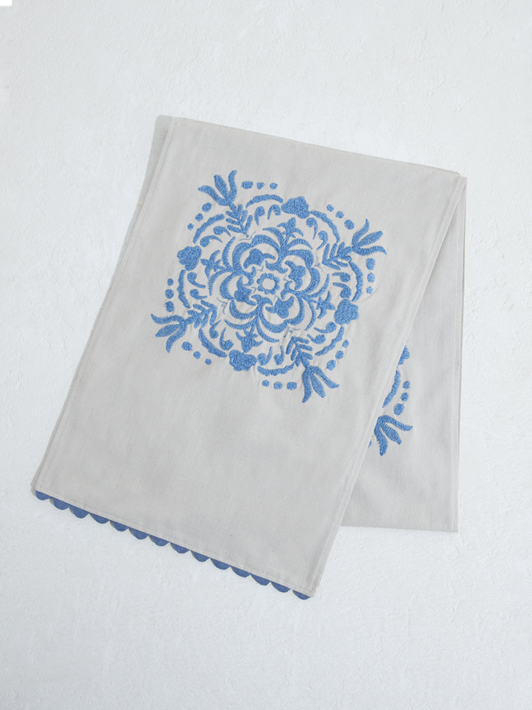 Westside Home Blue Damask Runner