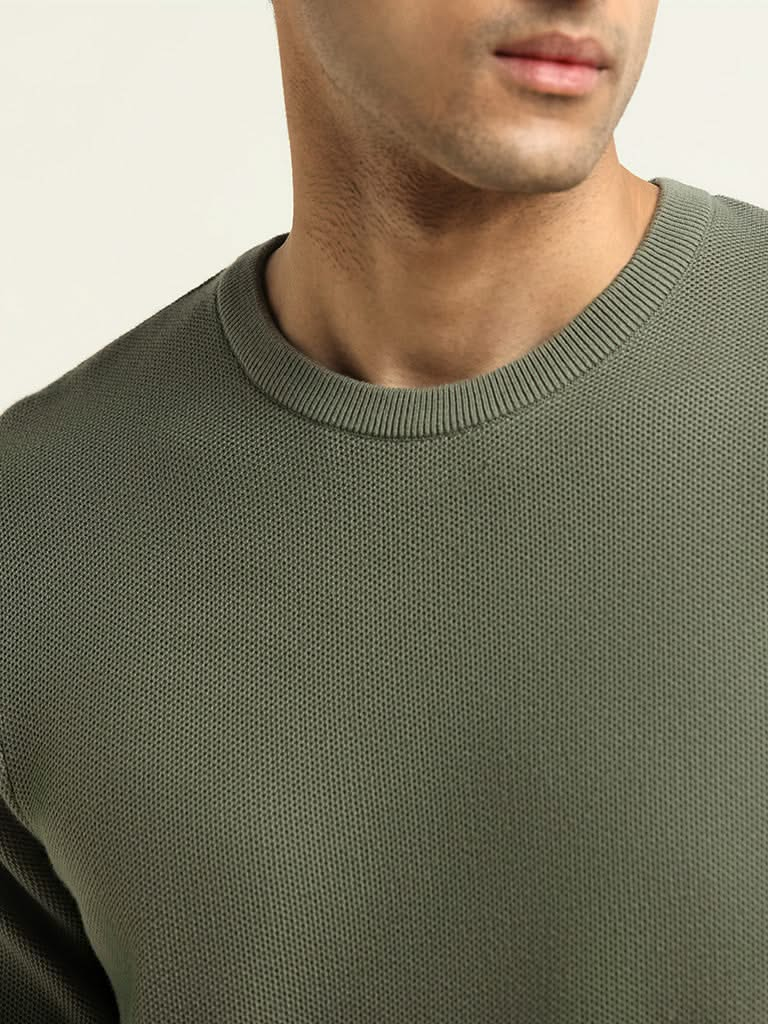 Ascot Green Cotton Relaxed Fit T-Shirt