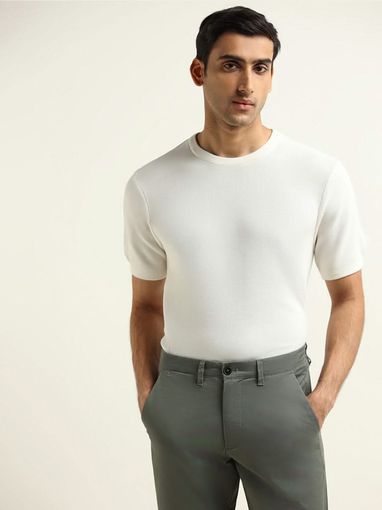 Ascot White Cotton Relaxed Fit T-Shirt