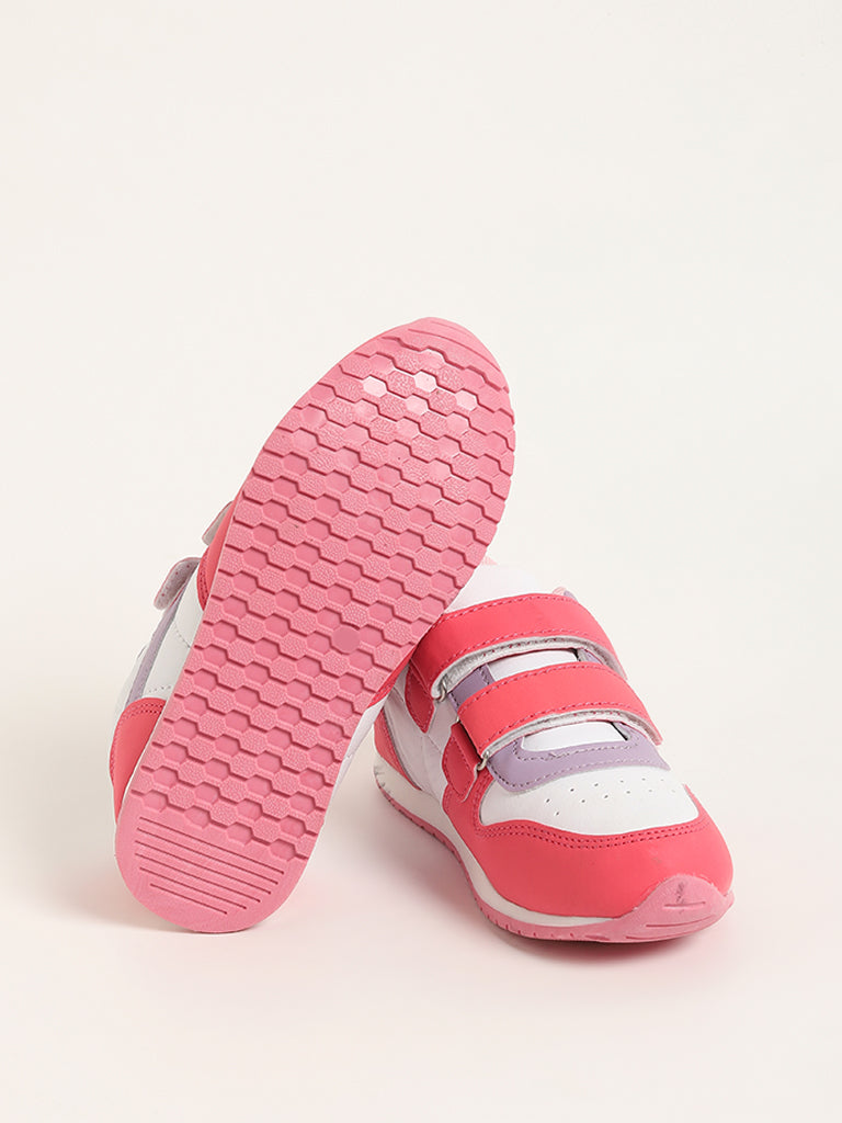 Yellow Pink Color-Block Strap-On Jogger Shoes