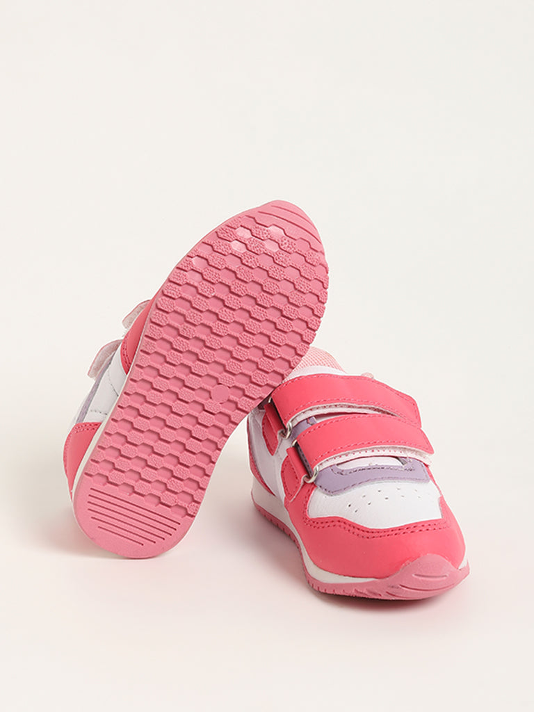 Yellow Pink Color-Block Strap-On Jogger Shoes