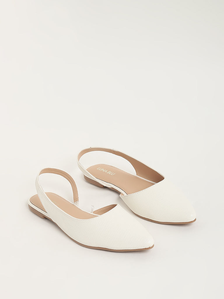 LUNA BLU White Sling-back Mules