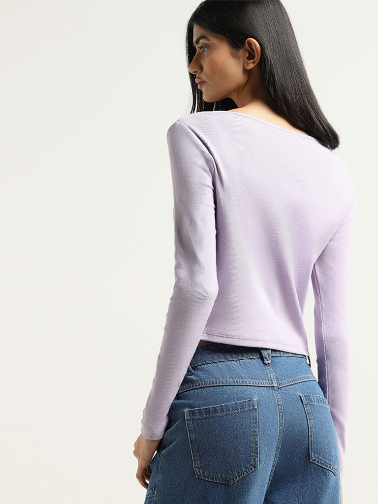 Nuon Lilac Cotton Ribbed Top