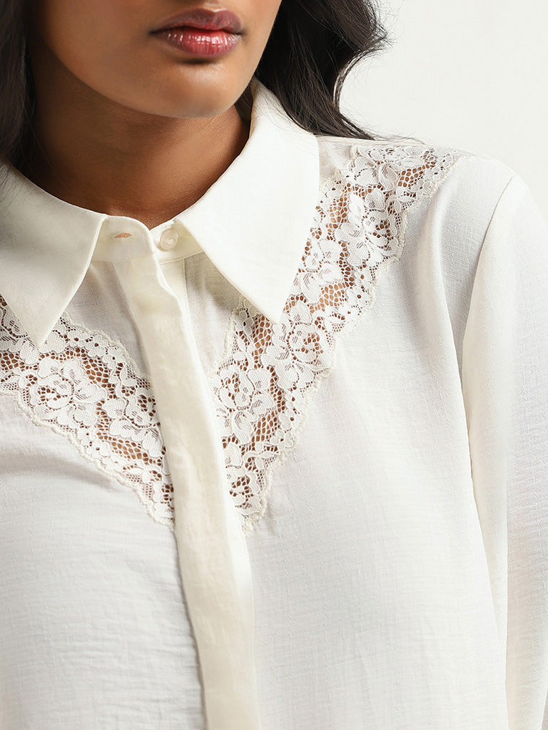 Wardrobe Ivory Self-Patterned Shirt