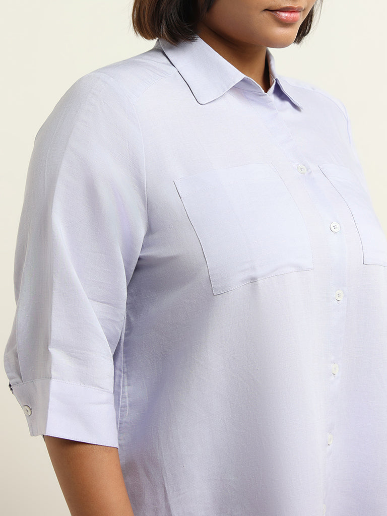 Gia Plain Lavender Blended Linen Shirt