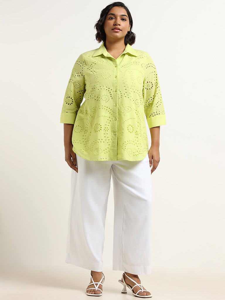 Gia Green Schiffli Cotton Shirt