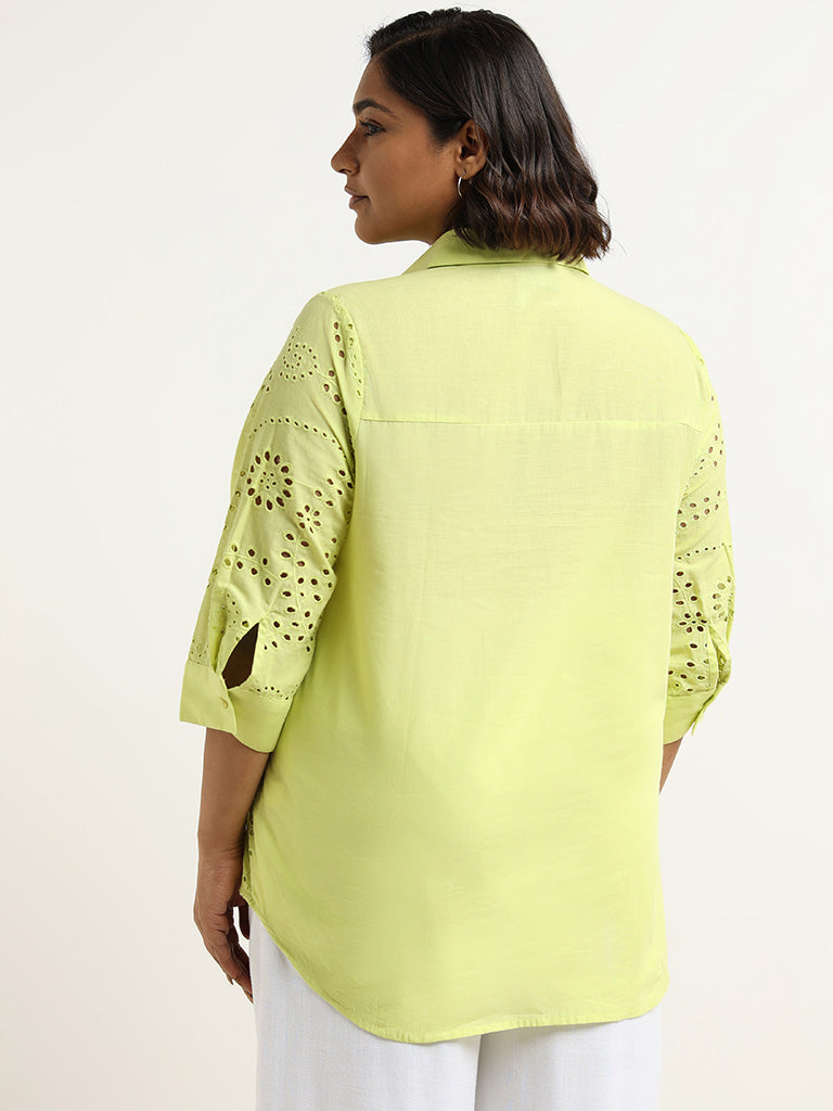 Gia Green Schiffli Cotton Shirt