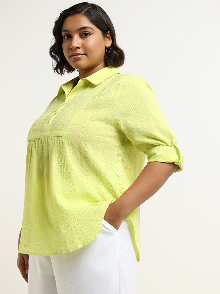 Gia Green Self-Textured Cotton Top