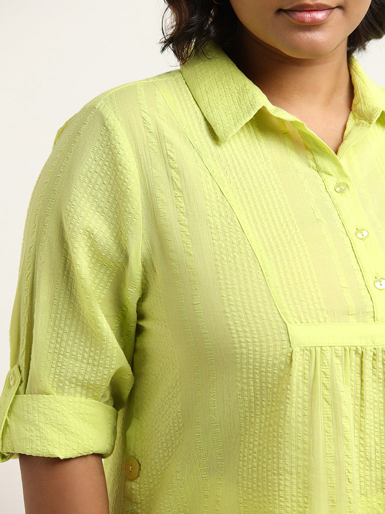 Gia Green Self-Textured Cotton Top