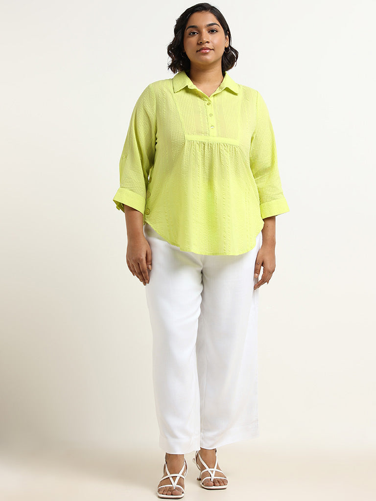 Gia Green Self-Textured Cotton Top