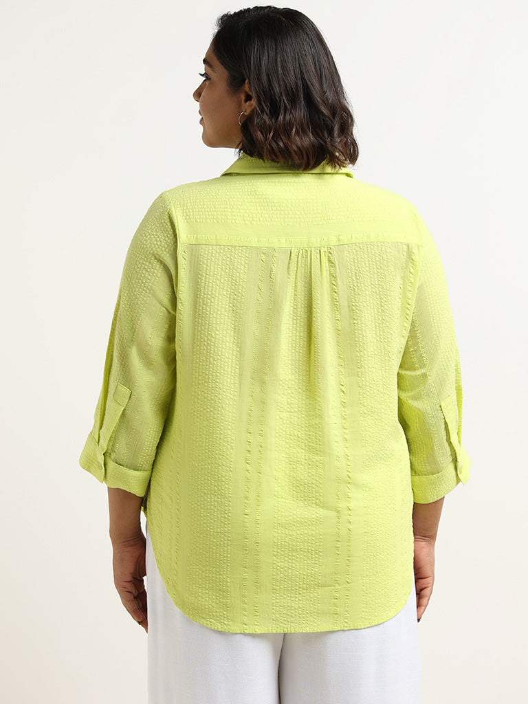 Gia Green Self-Textured Cotton Top