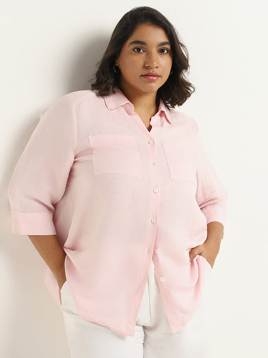 Gia Plain Light Pink Cotton Blend Shirt