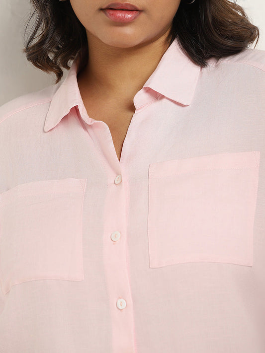 Gia Plain Light Pink Cotton Blend Shirt