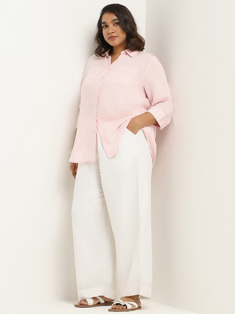 Gia Plain Light Pink Cotton Blend Shirt