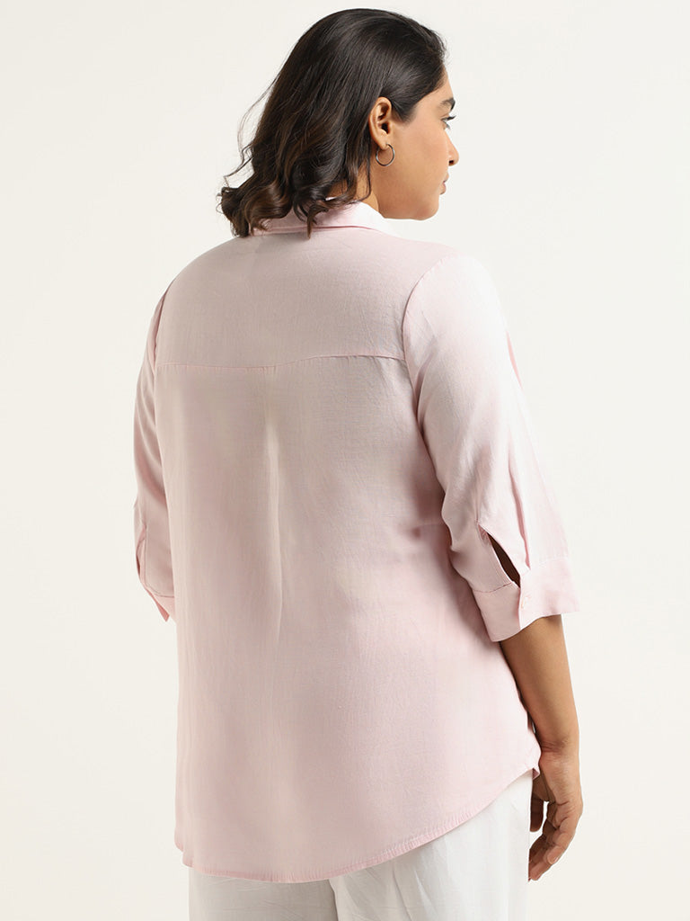 Gia Plain Light Pink Cotton Blend Shirt