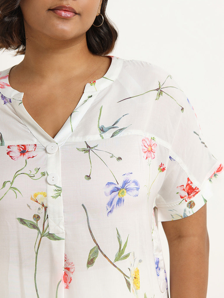 Gia White Floral Printed Top