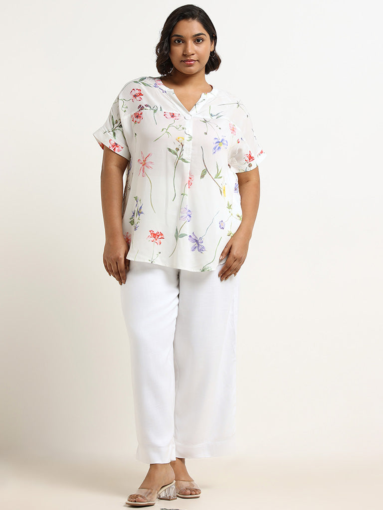 Gia White Floral Printed Top