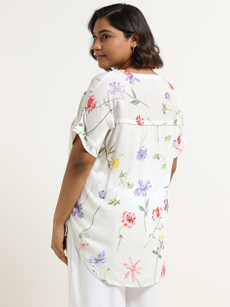 Gia White Floral Printed Top