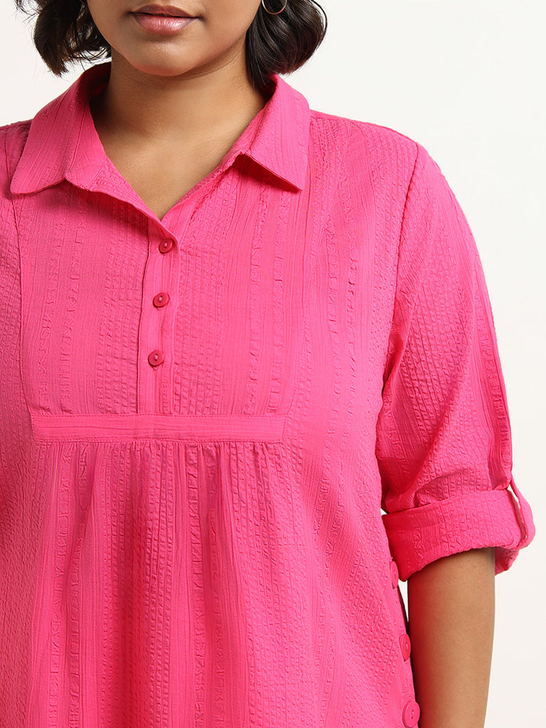 Gia Pink Self-Textured Cotton Top