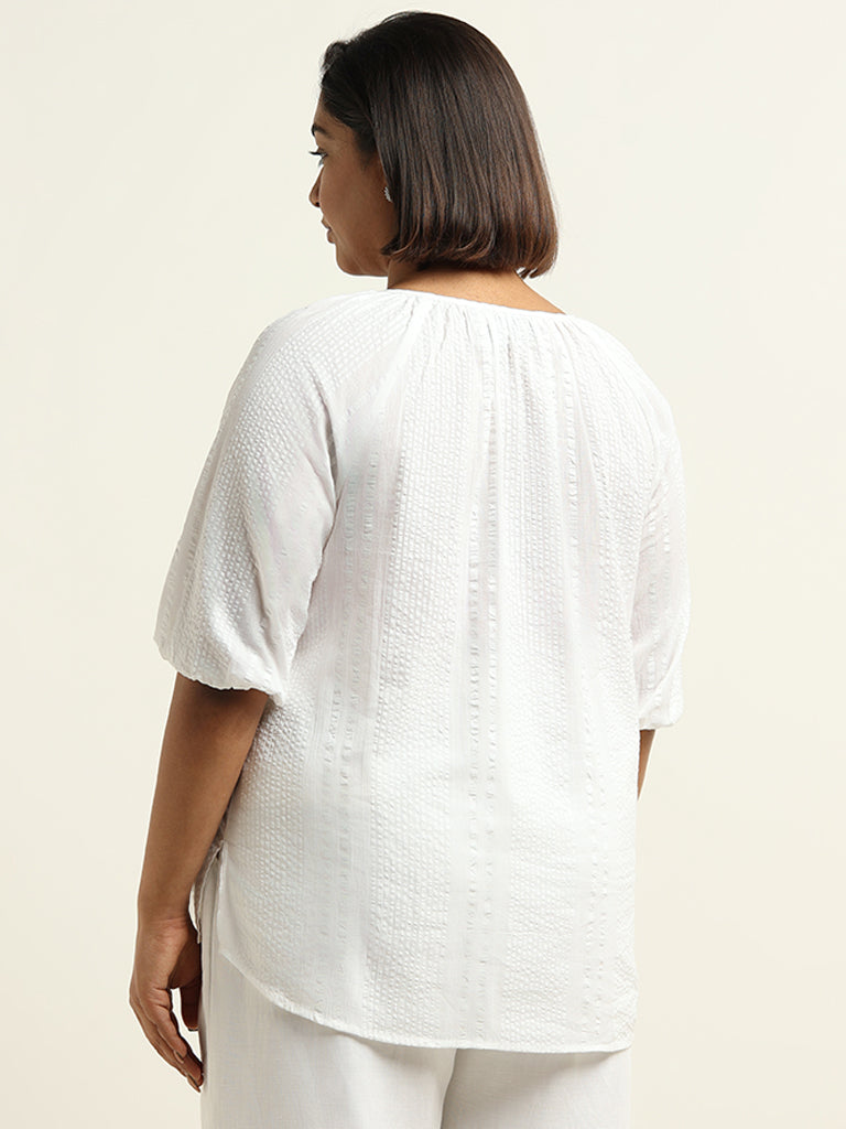 Gia White Embroidered Cotton Top