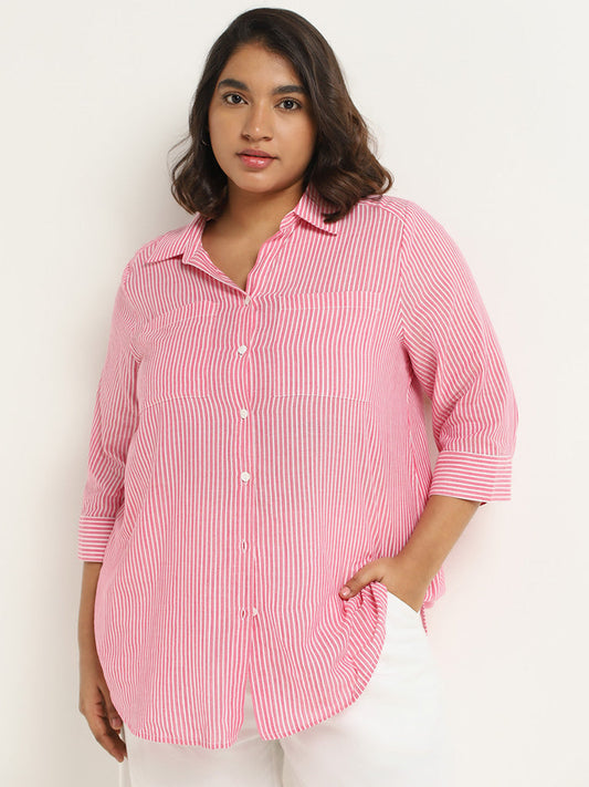 Gia Pink Striped Cotton Shirt