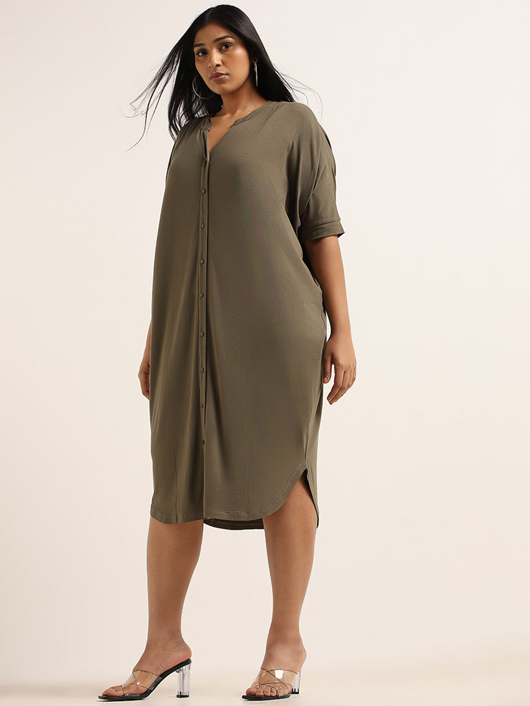 Gia Olive Button-Down Dress