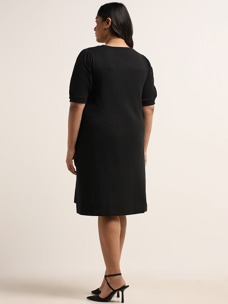 Gia Black Embellished Cotton Shift Dress