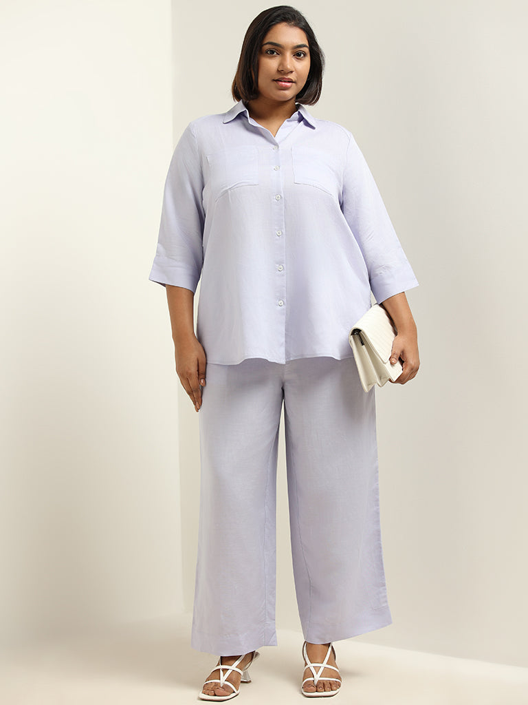 Gia Lavender Straight Blended Linen Pants