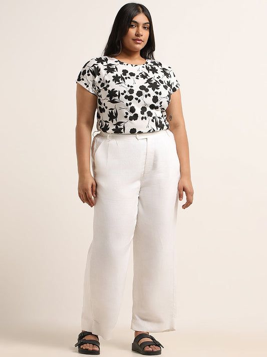 Gia White Floral Cotton T-Shirt