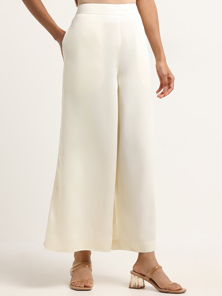 Zuba Off-White Wide-Leg Pants