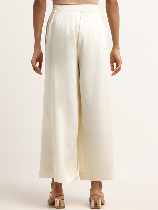 Zuba Off-White Wide-Leg Pants