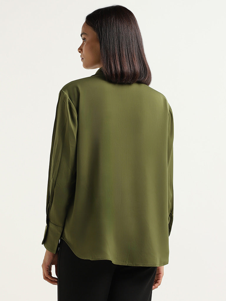 Wardrobe Olive Plain Shirt