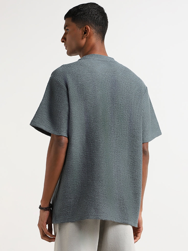 ETA Teal Knitted Relaxed Fit T-Shirt