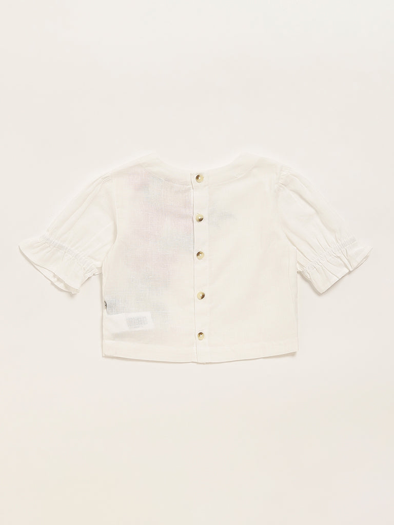 Utsa Kids White Floral Print Top (2 - 8yrs)