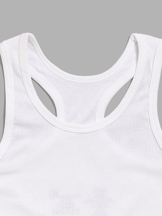 Y&F Kids White Crop Tank Top