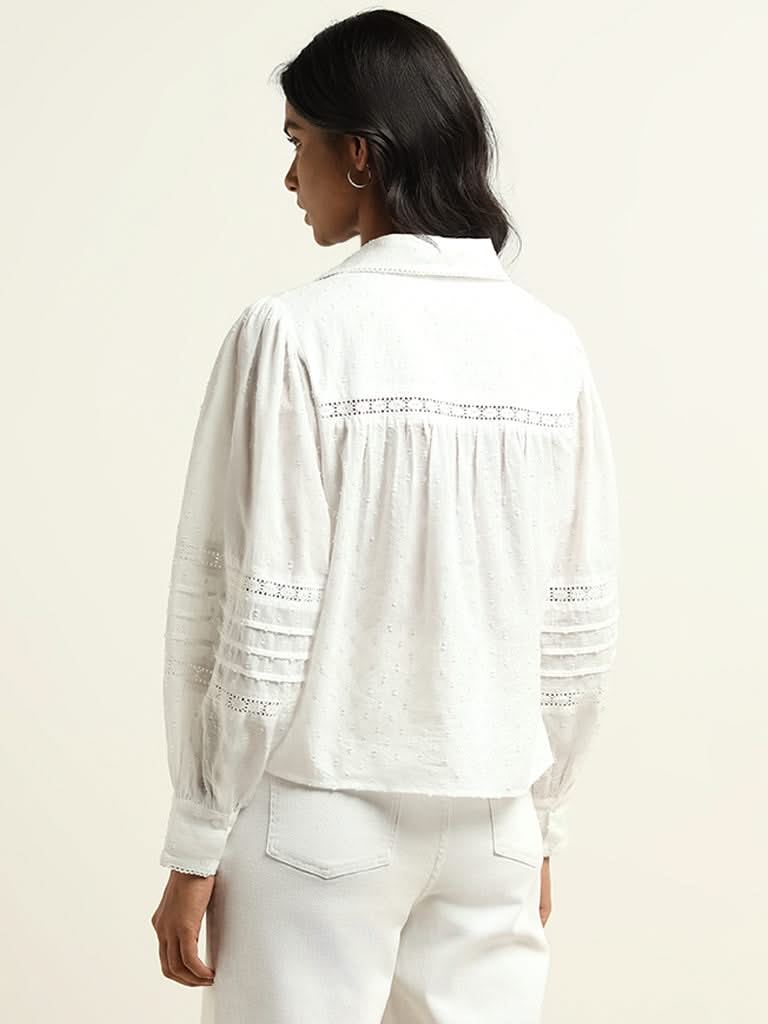 LOV White Embroidered Cotton Top