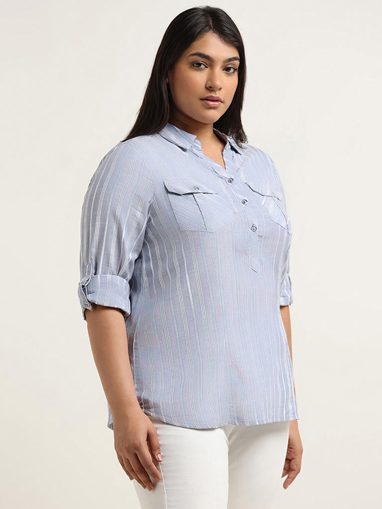 Gia Blue Striped Top