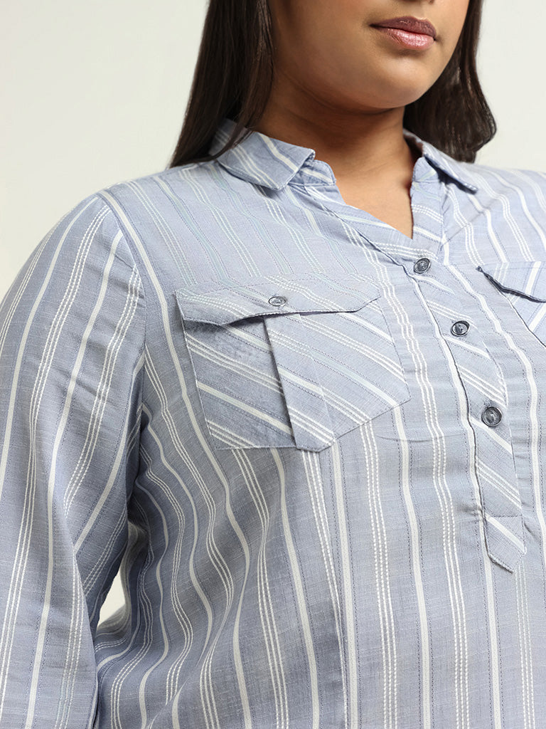 Gia Blue Striped Top