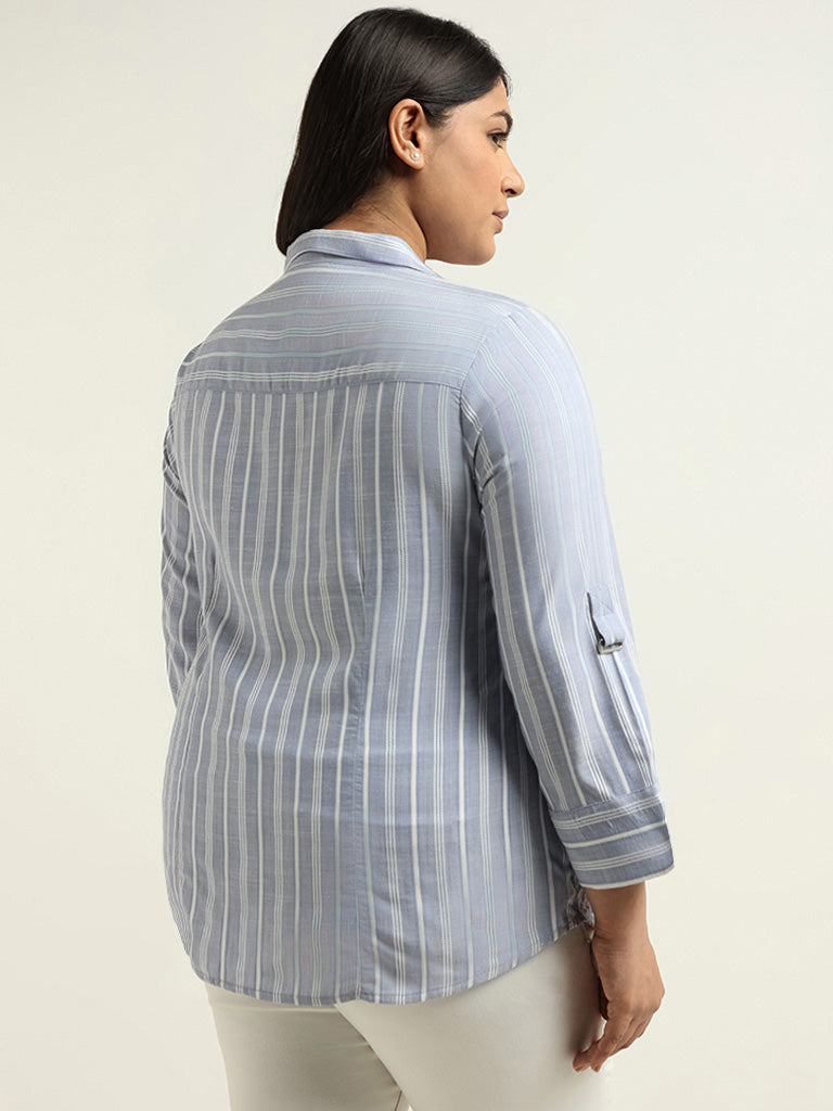 Gia Blue Striped Top