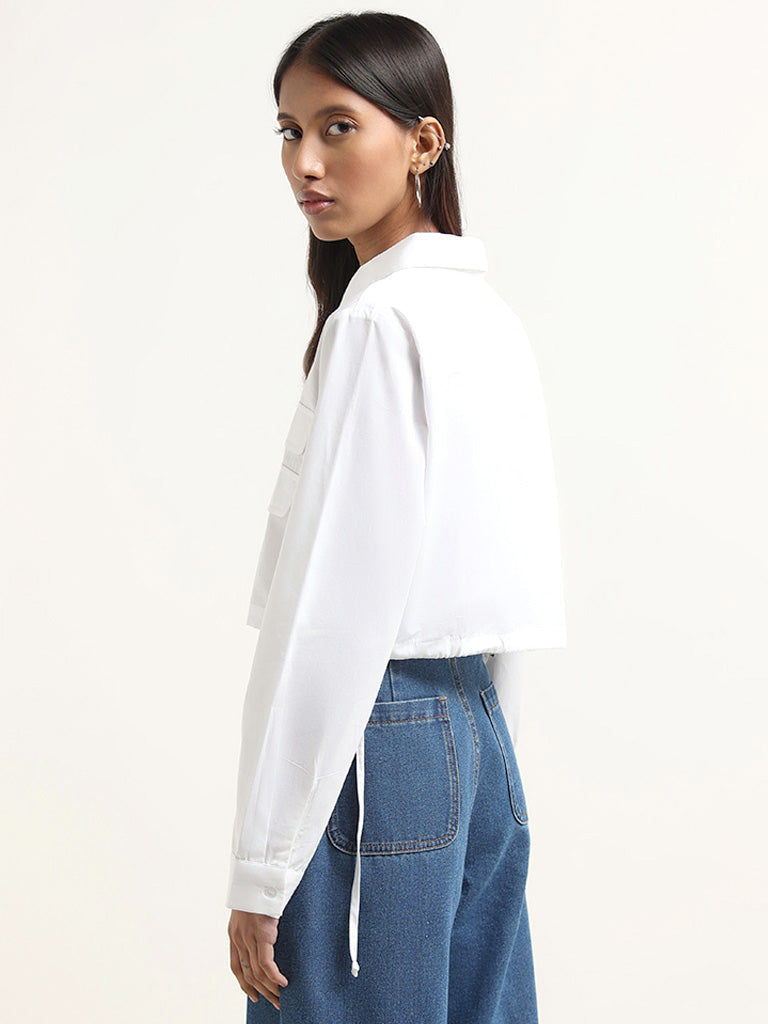 Nuon White Plain Cotton Shirt