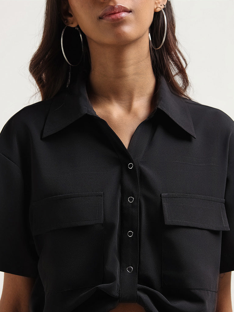 Nuon Black Crop Shirt