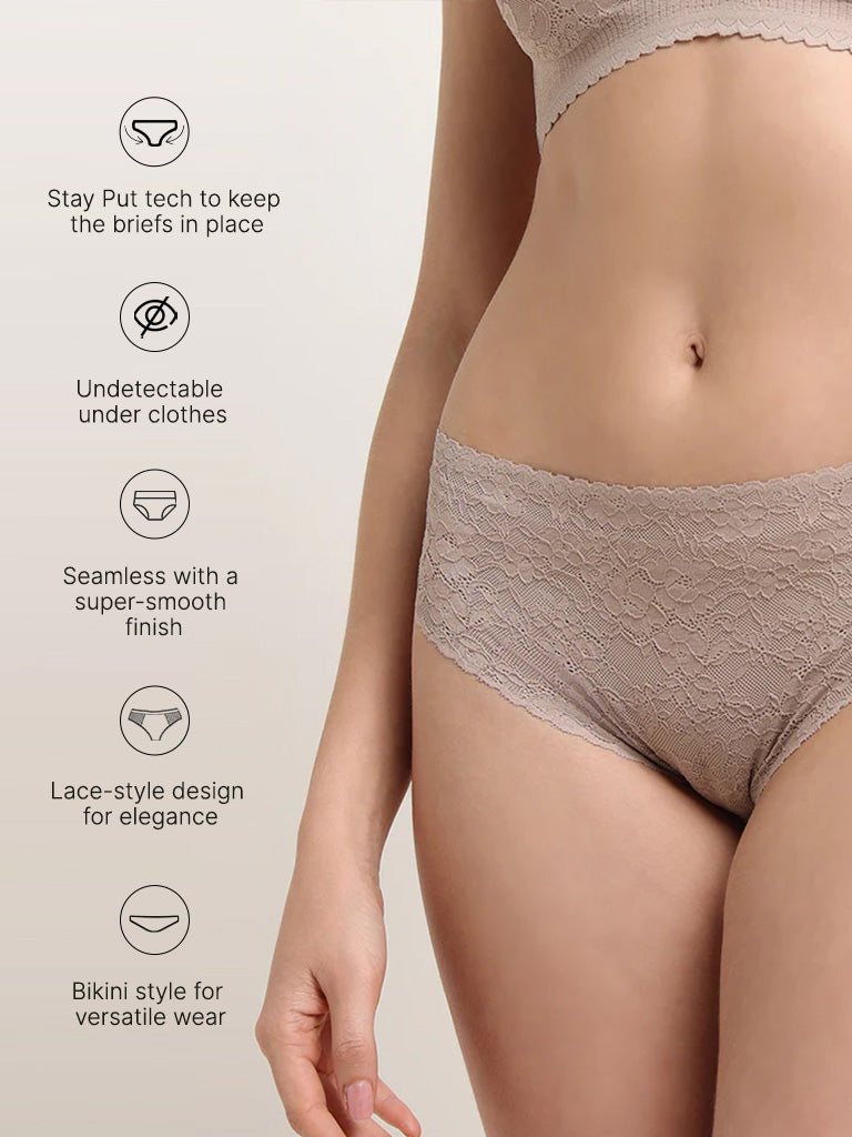 Wunderlove Beige Invisible Lace Brief