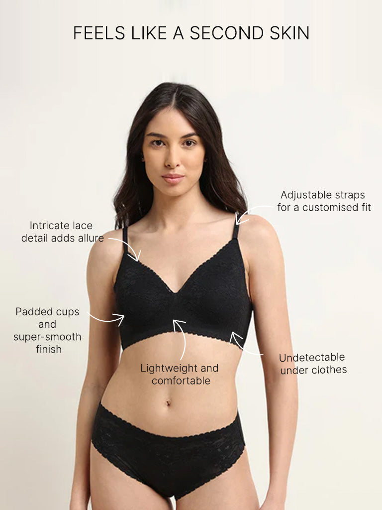 Wunderlove Black Lace Invisible Bra